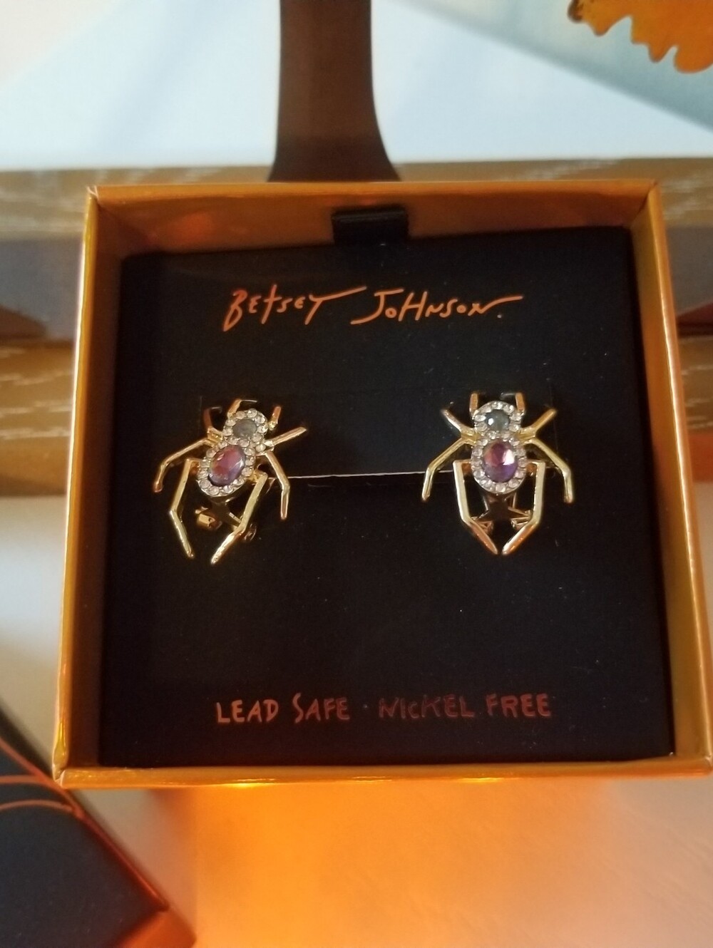 Betsey Johnson Spider Earrings NIB